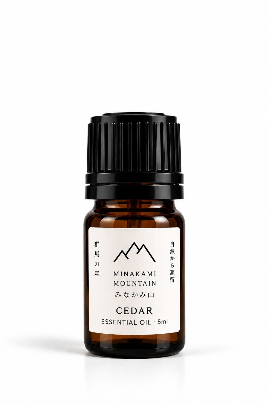 Cedar essential oil 5ml on a plain background