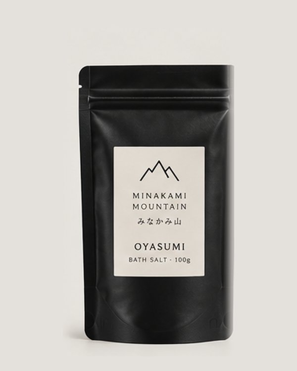 Oyasumi bath salt 100g pouch on a plain background