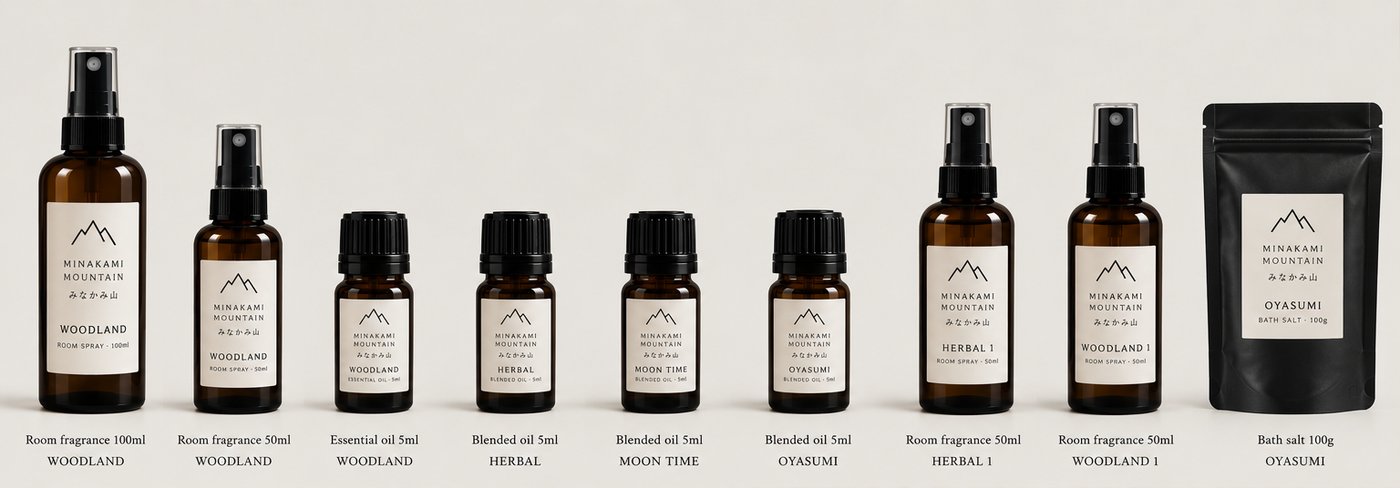 The Minakami Mountain range: room sprays, essential oils, blended oils and bath salt